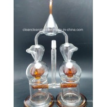 High Quality Glass Water Pipe Double Chambers Recycler with Ball Perc and Inliner Perc